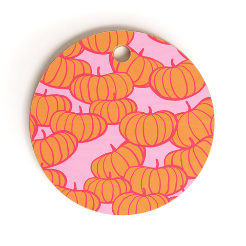 Dominique Vari Words Retro Dopamine Pumpkin Fall Cutting Board Round