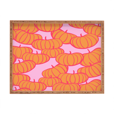 Dominique Vari Words Retro Dopamine Pumpkin Fall Rectangular Tray