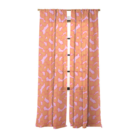Dominique Vari Words Retro Dopamine Pumpkin Fall Sheer Window Curtain