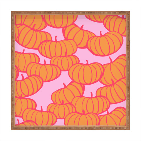 Dominique Vari Words Retro Dopamine Pumpkin Fall Square Tray