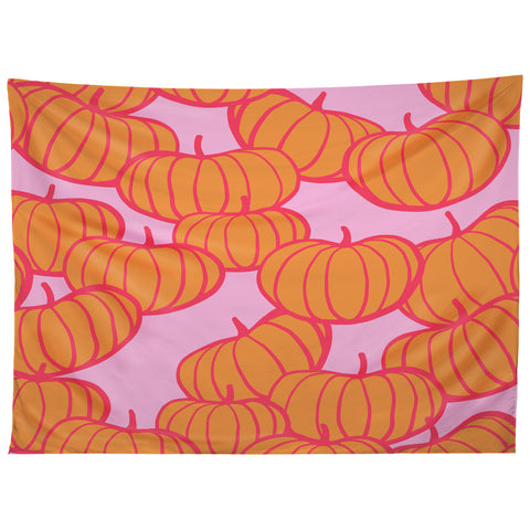 Dominique Vari Words Retro Dopamine Pumpkin Fall Tapestry