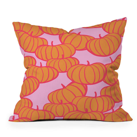 Dominique Vari Words Retro Dopamine Pumpkin Fall Outdoor Throw Pillow