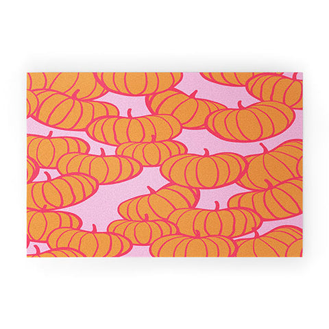 Dominique Vari Words Retro Dopamine Pumpkin Fall Welcome Mat