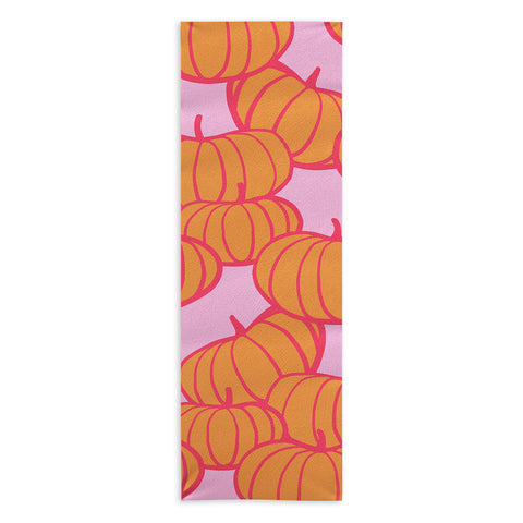 Dominique Vari Words Retro Dopamine Pumpkin Fall Yoga Towel