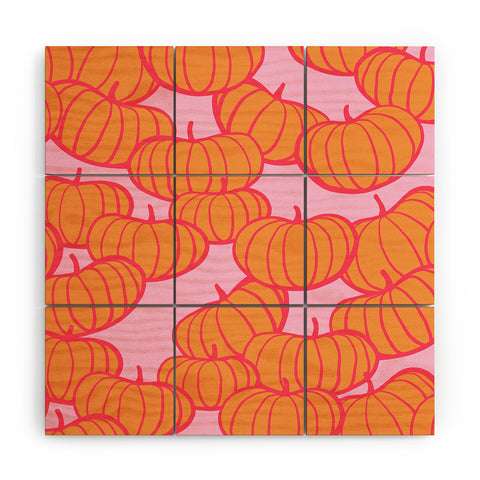 Dominique Vari Words Retro Dopamine Pumpkin Fall Wood Wall Mural