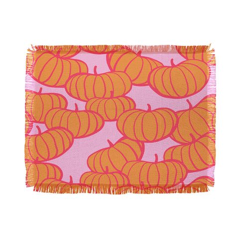 Dominique Vari Words Retro Dopamine Pumpkin Fall Throw Blanket