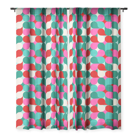 Dominique Vari Words Retro Geo Christmas Drop Sheer Window Curtain