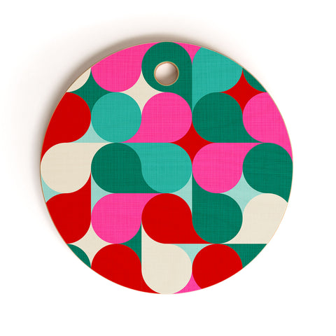 Dominique Vari Words Retro Geo Christmas Drop Cutting Board Round
