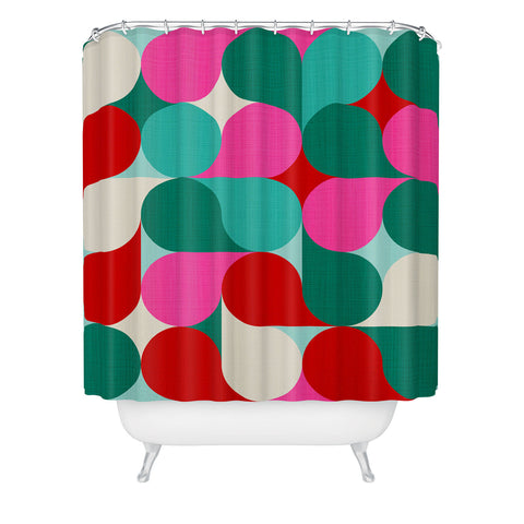 Dominique Vari Words Retro Geo Christmas Drop Shower Curtain