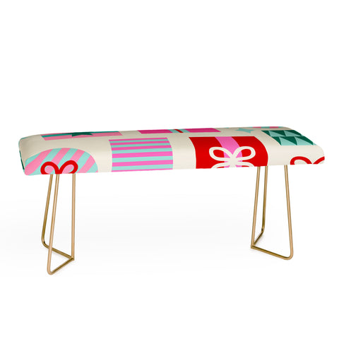 Dominique Vari Words Retro Geometric Christmas Gift Bench