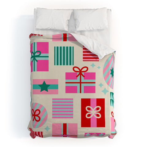 Dominique Vari Words Retro Geometric Christmas Gift Duvet Cover