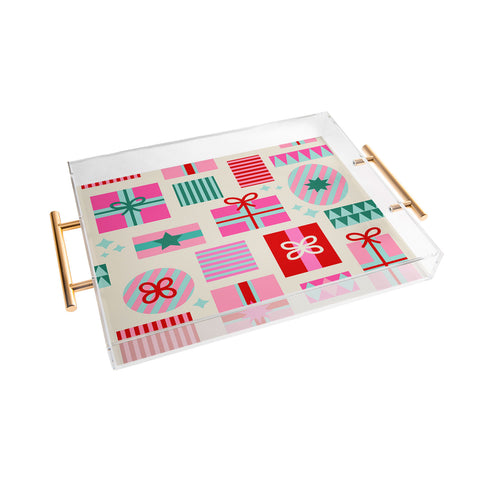 Dominique Vari Words Retro Geometric Christmas Gift Acrylic Tray