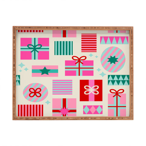 Dominique Vari Words Retro Geometric Christmas Gift Rectangular Tray