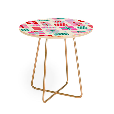 Dominique Vari Words Retro Geometric Christmas Gift Round Side Table