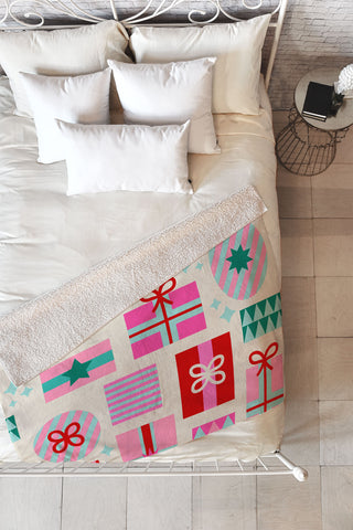 Dominique Vari Words Retro Geometric Christmas Gift Fleece Throw Blanket