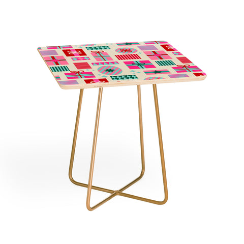 Dominique Vari Words Retro Geometric Christmas Gift Side Table