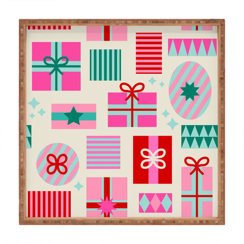 Dominique Vari Words Retro Geometric Christmas Gift Square Tray