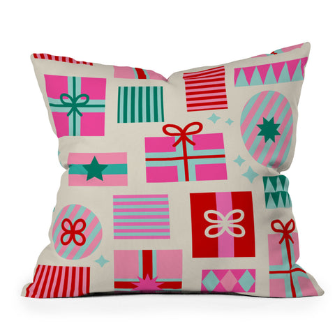 Dominique Vari Words Retro Geometric Christmas Gift Outdoor Throw Pillow