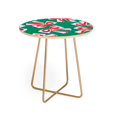 Dominique Vari Words Retro Kitsch Christmas Ribbons Round Side Table