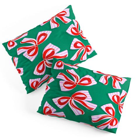 Dominique Vari Words Retro Kitsch Christmas Ribbons Pillow Shams