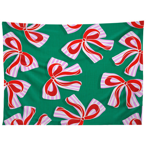 Dominique Vari Words Retro Kitsch Christmas Ribbons Tapestry