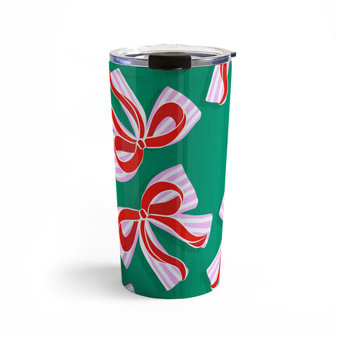 Dominique Vari Words Retro Kitsch Christmas Ribbons Travel Mug