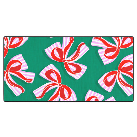 Dominique Vari Words Retro Kitsch Christmas Ribbons Desk Mat