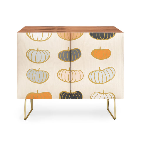 Dominique Vari Words Retro Pumpkin Pattern Credenza