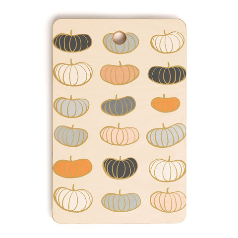 Dominique Vari Words Retro Pumpkin Pattern Cutting Board Rectangle