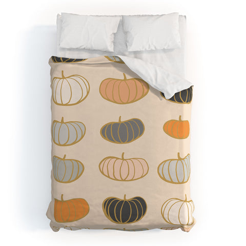 Dominique Vari Words Retro Pumpkin Pattern Duvet Cover