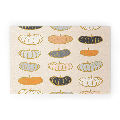 Dominique Vari Words Retro Pumpkin Pattern Welcome Mat