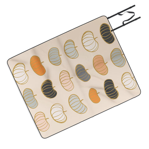 Dominique Vari Words Retro Pumpkin Pattern Picnic Blanket