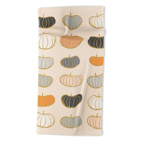 Dominique Vari Words Retro Pumpkin Pattern Beach Towel