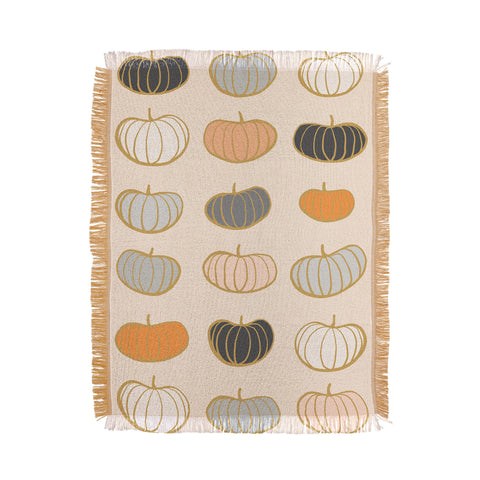 Dominique Vari Words Retro Pumpkin Pattern Throw Blanket