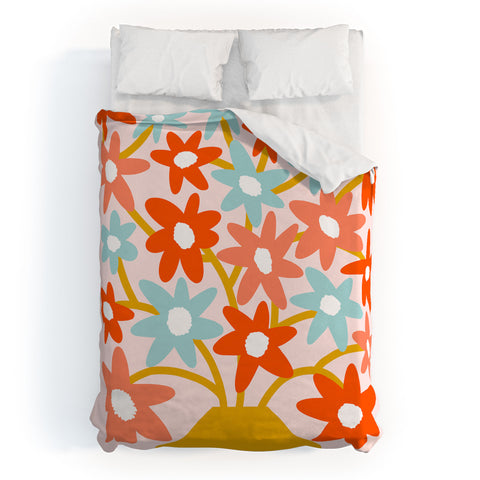 Dominique Vari Words Sunny vase with Super Bloom Duvet Cover
