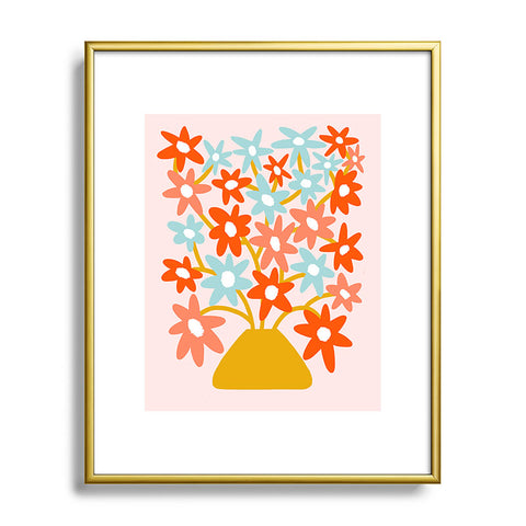 Dominique Vari Words Sunny vase with Super Bloom Metal Framed Art Print