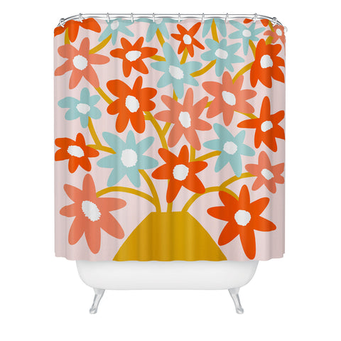 Dominique Vari Words Sunny vase with Super Bloom Shower Curtain