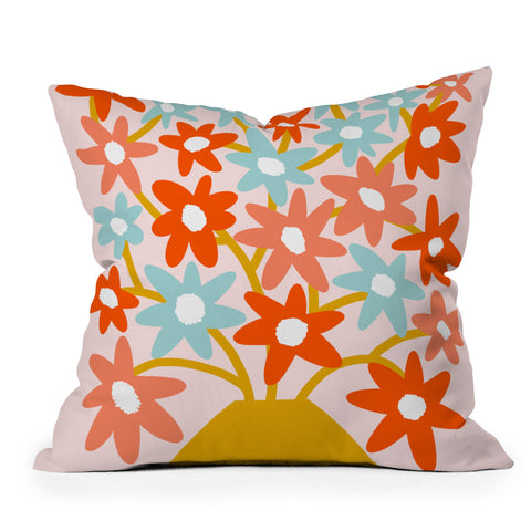 Dominique Vari Words Sunny vase with Super Bloom Throw Pillow