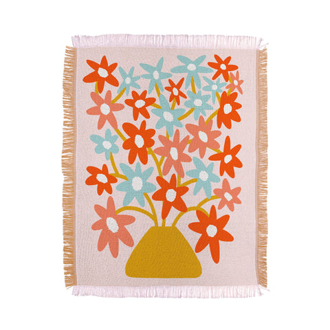Dominique Vari Words Sunny vase with Super Bloom Throw Blanket