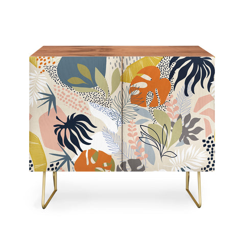 Dominique Vari Words Tropical Foliage Pattern 1 Credenza