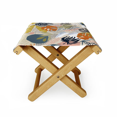 Dominique Vari Words Tropical Foliage Pattern 1 Folding Stool