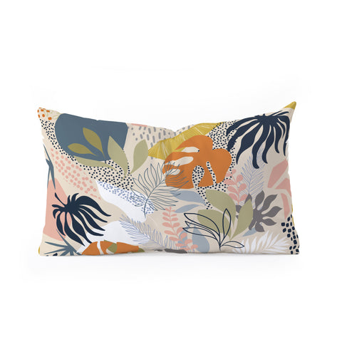 Dominique Vari Words Tropical Foliage Pattern 1 Oblong Throw Pillow