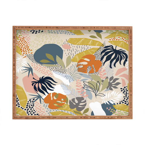 Dominique Vari Words Tropical Foliage Pattern 1 Rectangular Tray