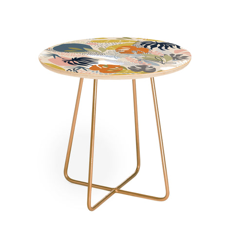 Dominique Vari Words Tropical Foliage Pattern 1 Round Side Table