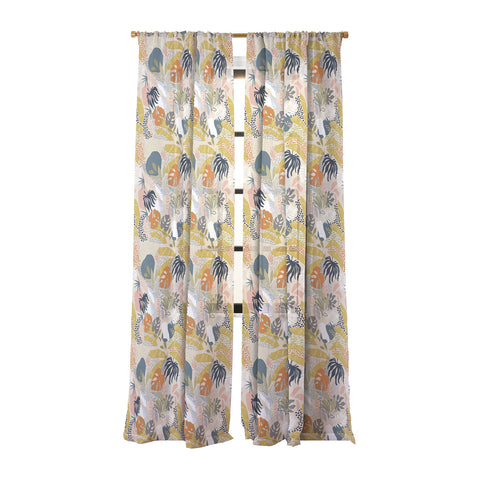 Dominique Vari Words Tropical Foliage Pattern 1 Sheer Window Curtain