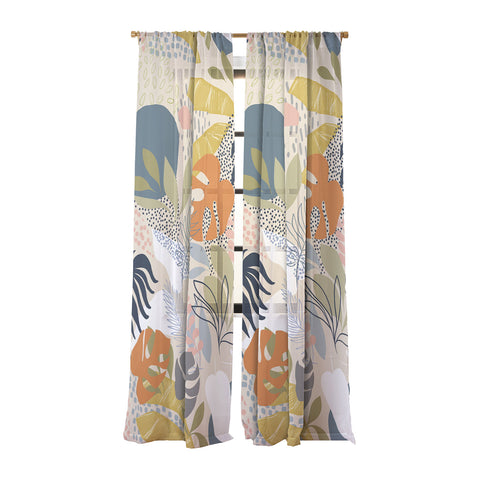 Dominique Vari Words Tropical Foliage Pattern 1 Sheer Non Repeat