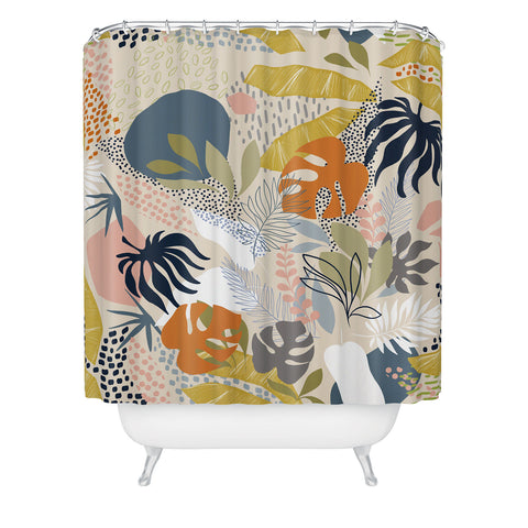 Dominique Vari Words Tropical Foliage Pattern 1 Shower Curtain