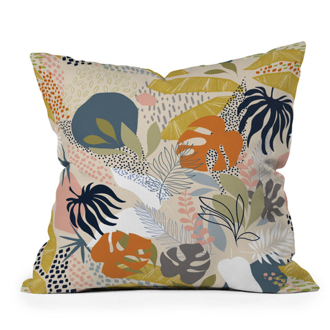 Dominique Vari Words Tropical Foliage Pattern 1 Outdoor Throw Pillow