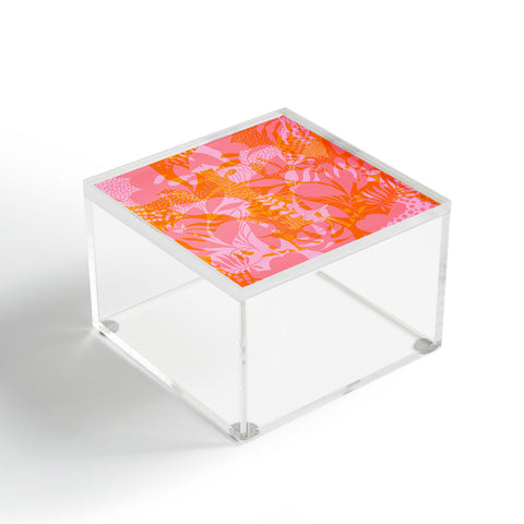 Dominique Vari Words Tropical Jungle Pattern Orange Acrylic Box