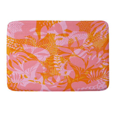 Dominique Vari Words Tropical Jungle Pattern Orange Memory Foam Bath Mat